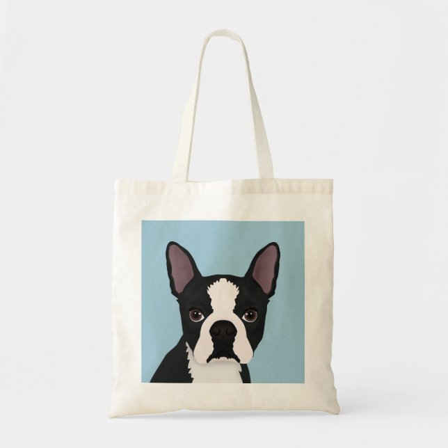 boston terrier cartoon tote bag (Front)