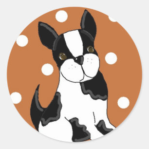 Boston Terrier Cartoonish Dog Classic Round Sticker