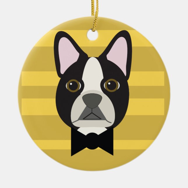 Boston Terrier Ceramic Ornament (Front)