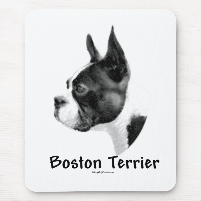 Boston Terrier Charcoal 2 Mouse Pad (Front)
