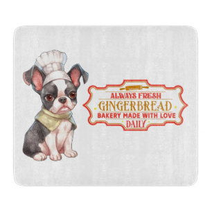 Boston Terrier Chef Baking Gingerbread Cutting Board