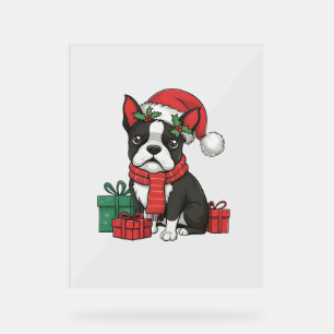 Boston Terrier Chien Noël Fêtes de Noël Père Noël