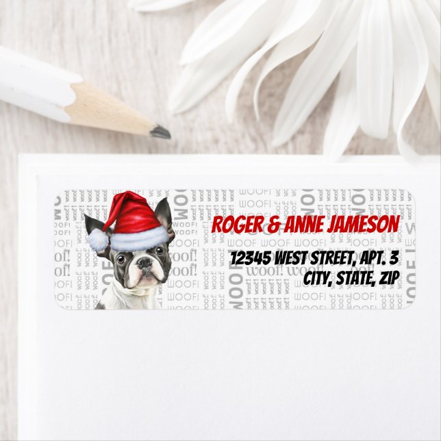 Boston Terrier Christmas Dog Adresse de retour (En situation)
