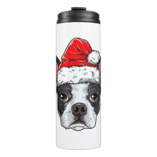 Boston Terrier Christmas Dog Santa Hat Xmas Boys K Thermal Tumbler