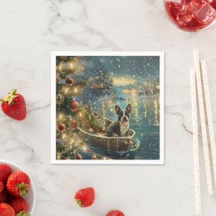 Boston Terrier Christmas Festive Voyage Napkin