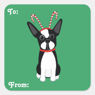 Boston Terrier Christmas Gift Tag Stickers
