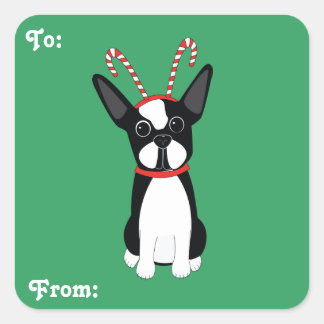 Boston Terrier Christmas Gift Tag Stickers