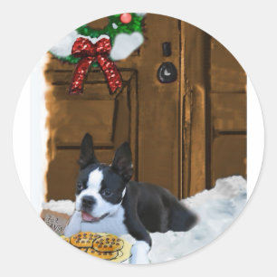 Boston Terrier Christmas Gifts Classic Round Sticker