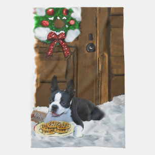 Boston Terrier Christmas Gifts Kitchen Towel