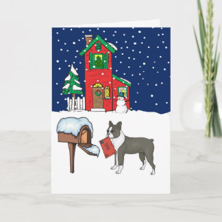 Boston Terrier Christmas Holiday Card