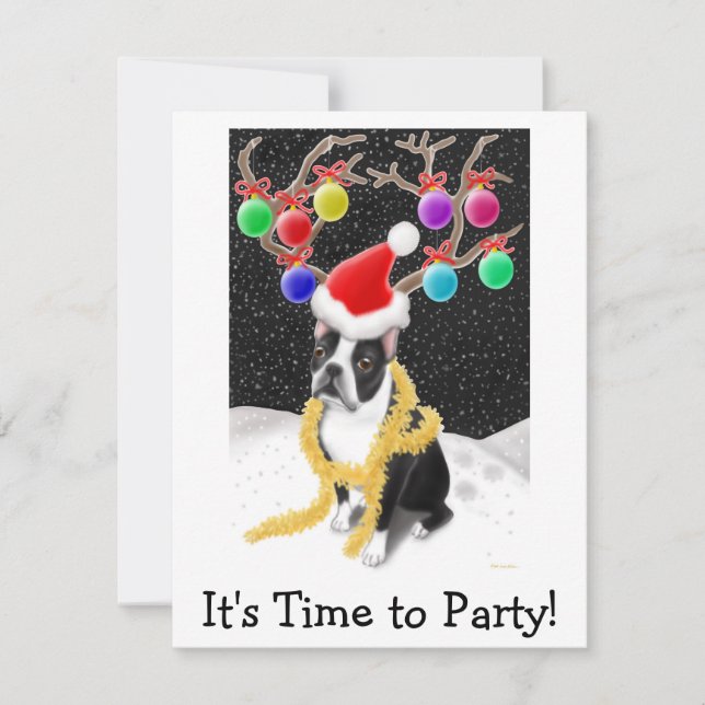 Boston Terrier Christmas Holiday Card (Front)