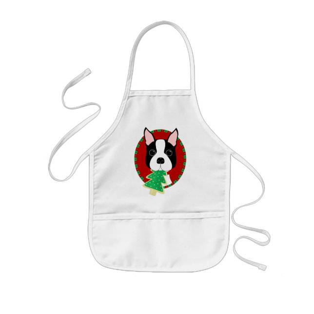 Boston Terrier Christmas Kids Apron (Front)