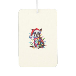 Boston Terrier Christmas Lights Santa Hat Dog Love Air Freshener