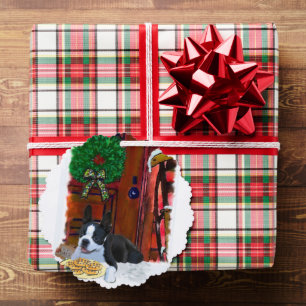 Boston Terrier Christmas Ornament Card