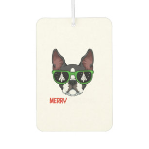 Boston Terrier Christmas Pajama Dog Sunglasses X-M Air Freshener