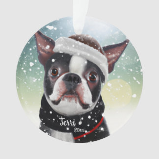 Boston Terrier, Christmas, Santa Dog Ornament