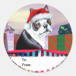 Boston Terrier Christmas Surprise Gift Tags