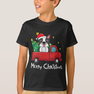 Boston Terrier Christmas Truck Tree Mom Dad Dog Xm T-Shirt