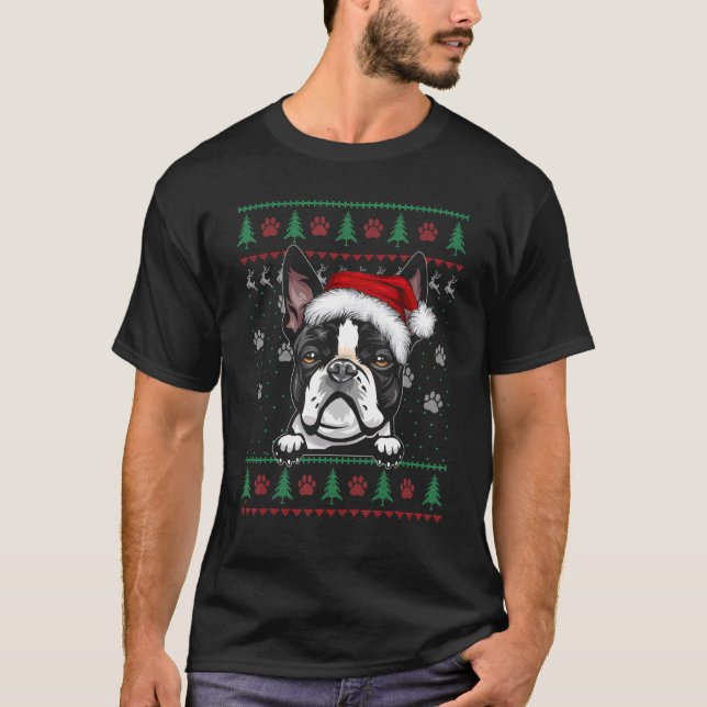 Boston Terrier Christmas Ugly Sweater Dog   Xmas (Front)