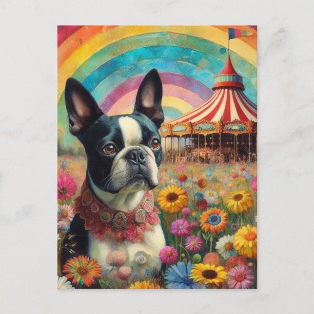 Boston Terrier Circus Postcard (Front)