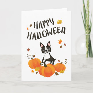 Boston Terrier Citrouille Automne quitte la carte