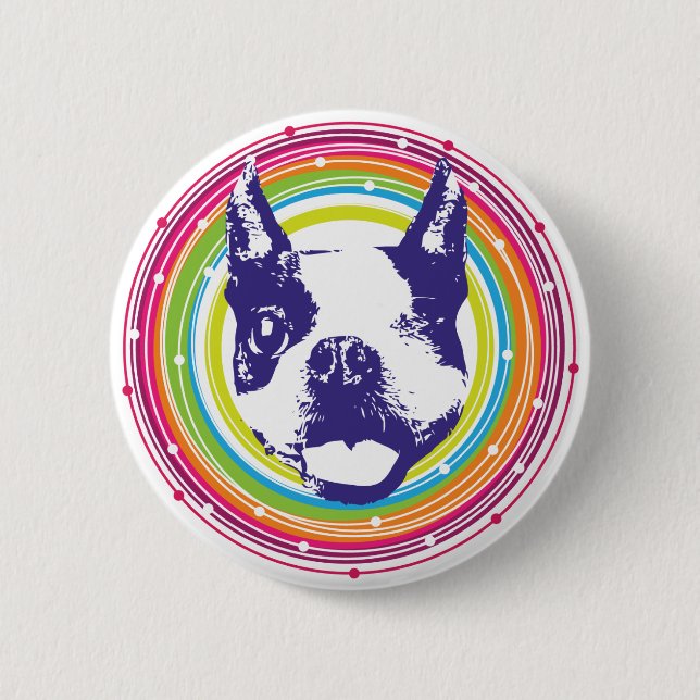 Boston Terrier - Colourful Circles 2 Inch Round Button (Front)