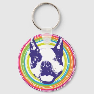 Boston Terrier - Colourful Circles Keychain