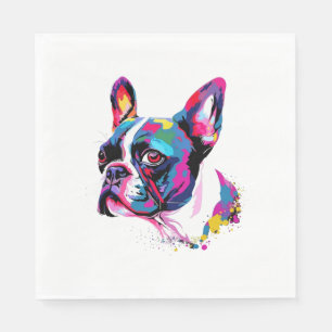 Boston Terrier Colourful Napkin