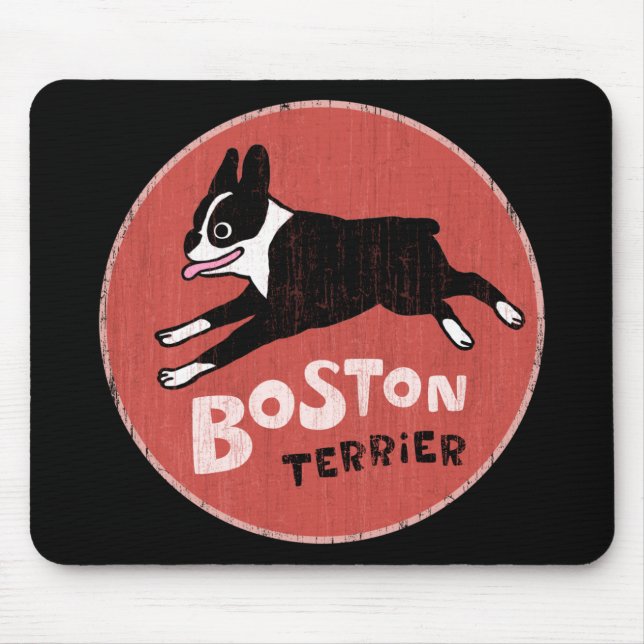 Boston Terrier Cool Retro Style | Cute Cartoon Dog Mouse Pad (Front)