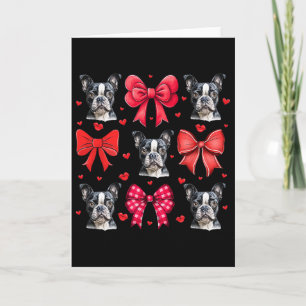 Boston Terrier Coquette Bow Puppy Dog Mom Valentin Card
