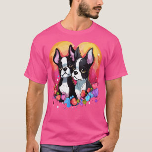 Boston Terrier Couple Valentine T-Shirt