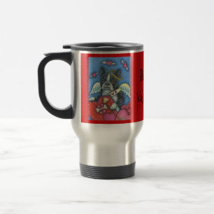 Boston Terrier Cupid DOG VALENTINE TRAVEL MUG Red