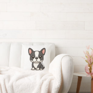 Boston Terrier Custom Name Throw Pillow