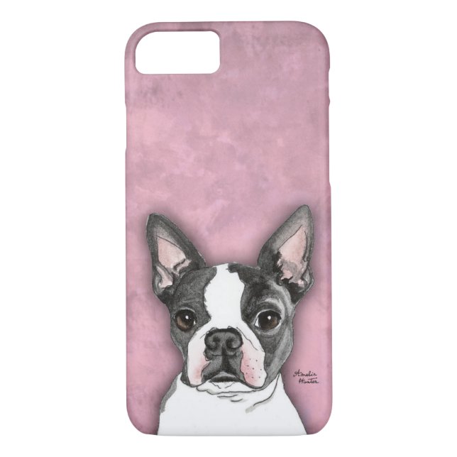 Boston Terrier cute dog cell phone case pink (Back)