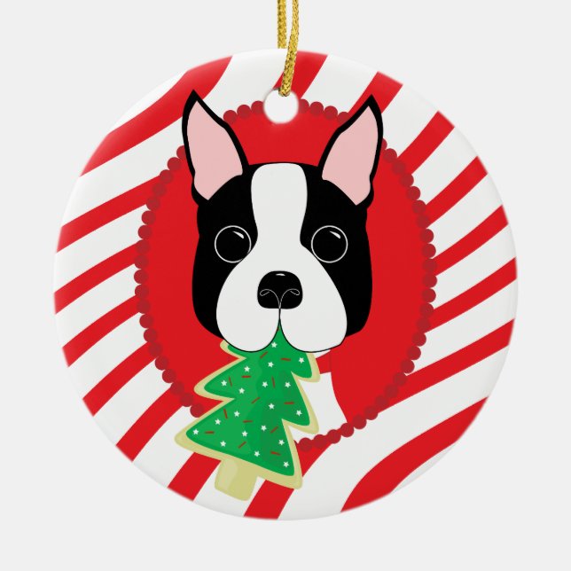 Boston Terrier Cute Dog Ornament (Front)