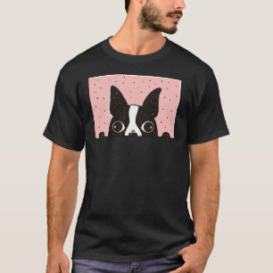 Boston Terrier Cute Dog Peekaboo Pawsome Puppy T-Shirt