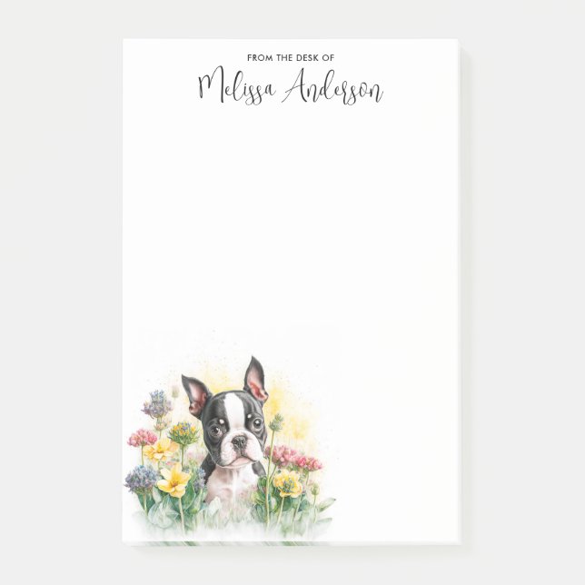 Boston Terrier Cute Puppy Personalized Dog Lover  Post-it Notes (Front)