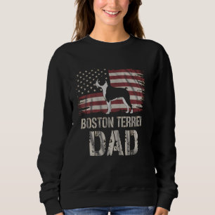 Boston Terrier Dad American Flag Gift For Men US P Sweatshirt