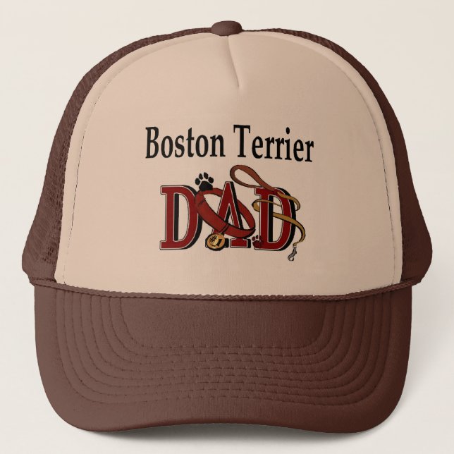 Boston Terrier Dad Gifts Trucker Hat (Front)