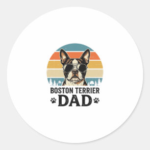 Boston Terrier Dad Vintage Dog Lover Design_1 Classic Round Sticker