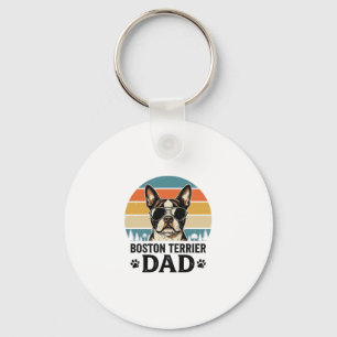 Boston Terrier Dad Vintage Dog Lover Design_1 Keychain