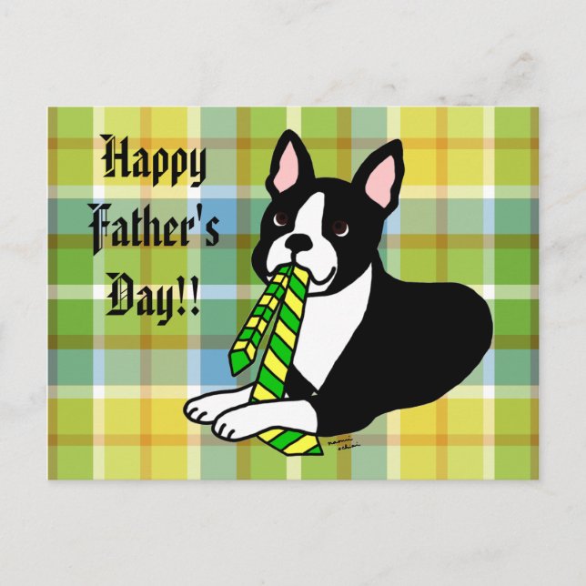 Boston Terrier Daddy with Tie 1 Postcard (Front)