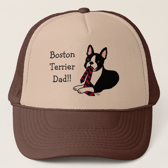 Boston Terrier Daddy with Tie 2 Trucker Hat (Front)