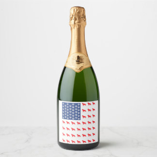 Boston Terrier Dog American Flag 4th Of July Premi Sparkling Wine Label