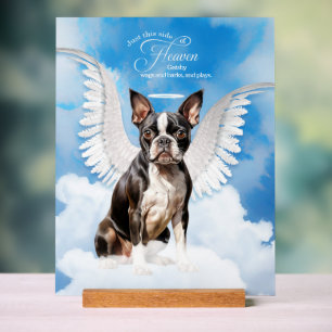 Boston Terrier Dog Angel avec nom Pet Memorial