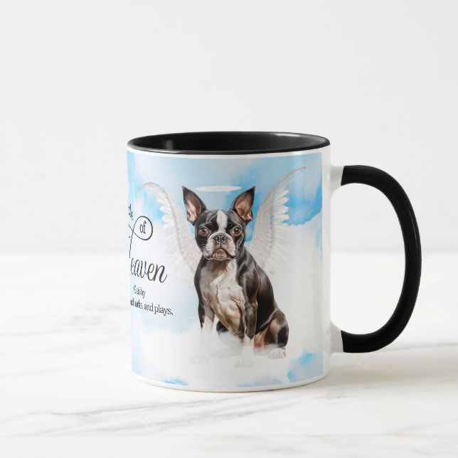 Boston Terrier Dog Angel Custom Pet Memorial Mug (Right)
