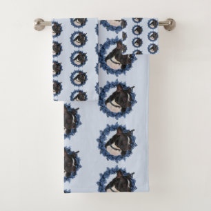 Boston Terrier Dog Animal      Bath Towel Set