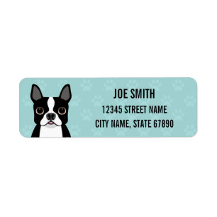 Boston Terrier Dog Blue Return Address Label