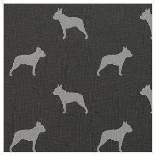 Boston Terrier Dog Breed Silhouettes Pattern Fabric