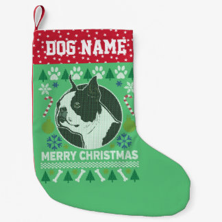 Boston Terrier Dog Breed Ugly Christmas Sweater Small Christmas Stocking